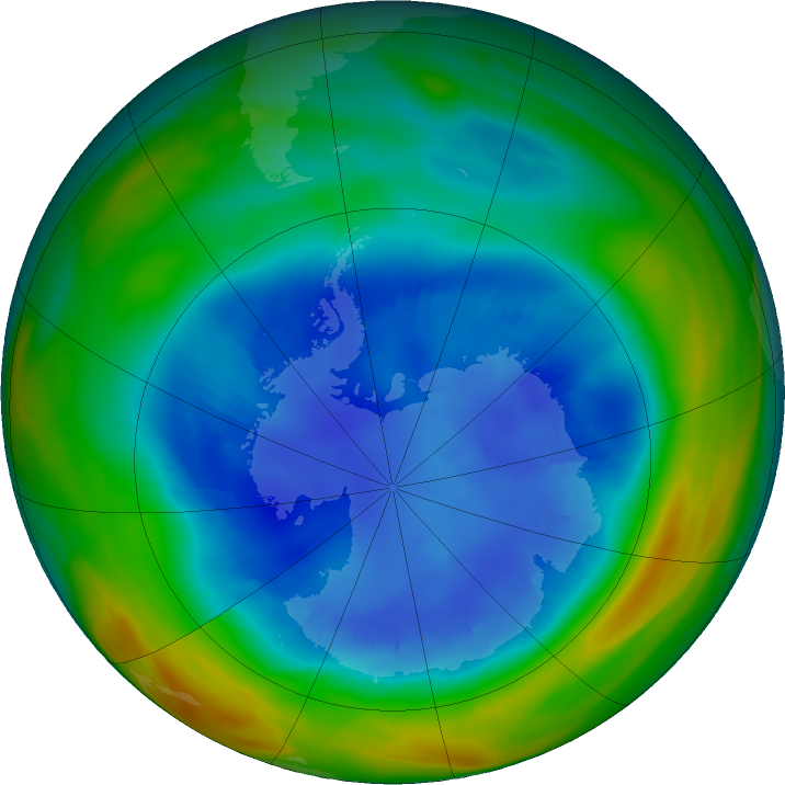Antarctic ozone map for 21 August 2018